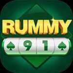 green and yellow bold caption rummy 91 main logo